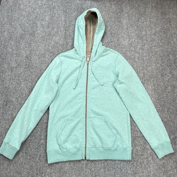 Tommy Bahama Reversible Hooded Sweatshirt Womens Medium Full Zip Mint Green Tan - Picture 1 of 7